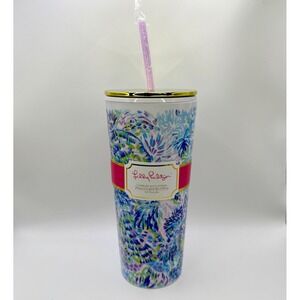 NEW Lilly Pulitzer Travel Steel Thermal Tumbler‎ 24 Oz Shells of a Party #202203